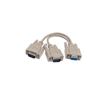 Cable Wholesale DB9 Serial Y adapter, DB9 Female to Dual DB9 Male, 8 inch 30D1-27308